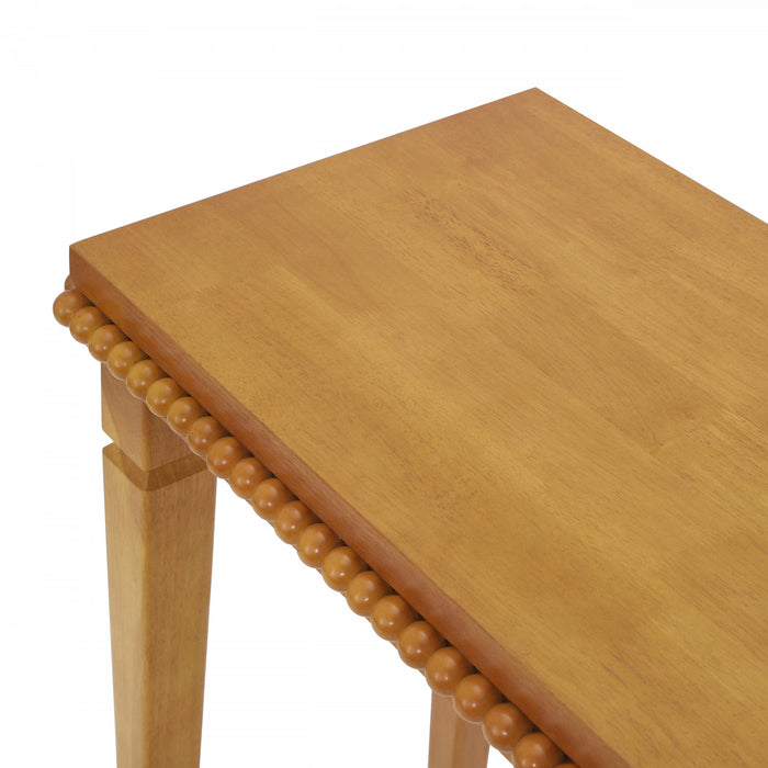 Martha 47.25\" Rustic Wood Sofa Table with Decorative Beaded Trim - Brown