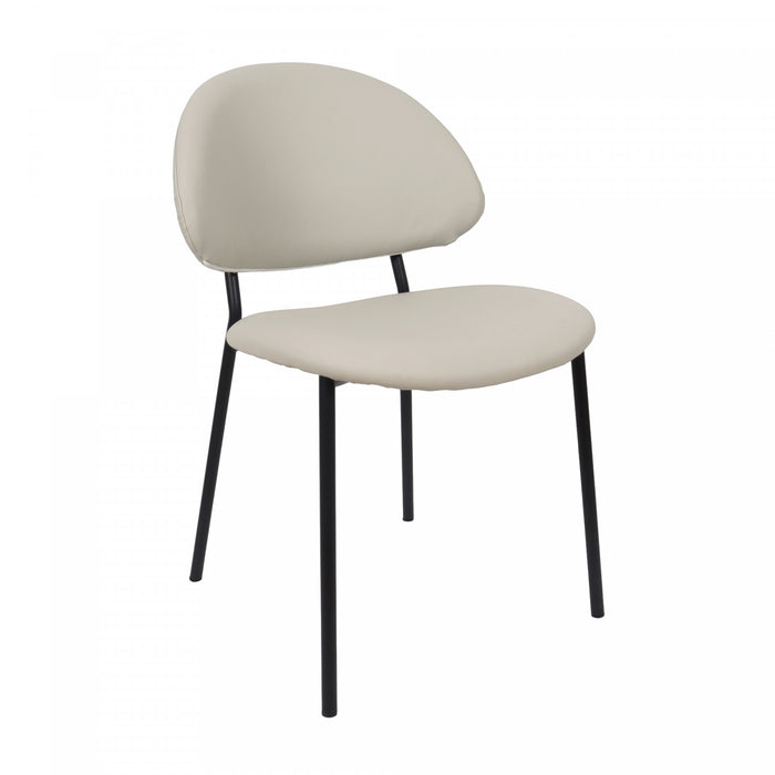 Haven Contemporary Modern Vegan Leather Metal Side Chair in Stone Gray - Set of 4