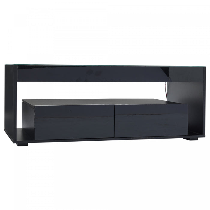 Emily Coffee Table with LED Lights and Open Storage,Black