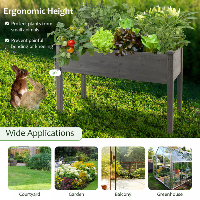 Costway Wooden Raised Vegetable Garden Bed Elevated Grow Vegetable Planter Grey