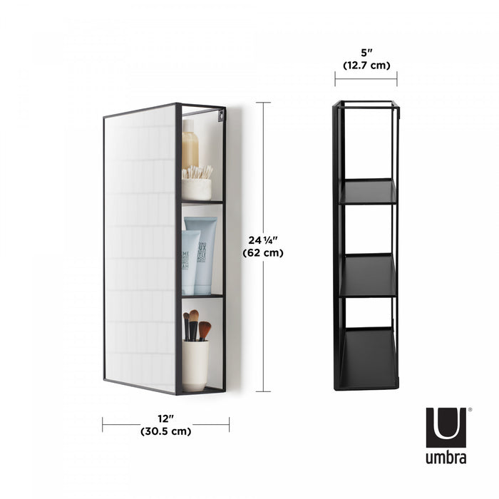 Umbra Cubiko Wall Mirror and Storage Unit - Black
