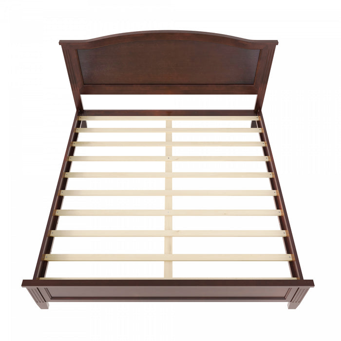 Benson Queen Size Solid Wood Platform Bed with Stylish Headboard, Brown