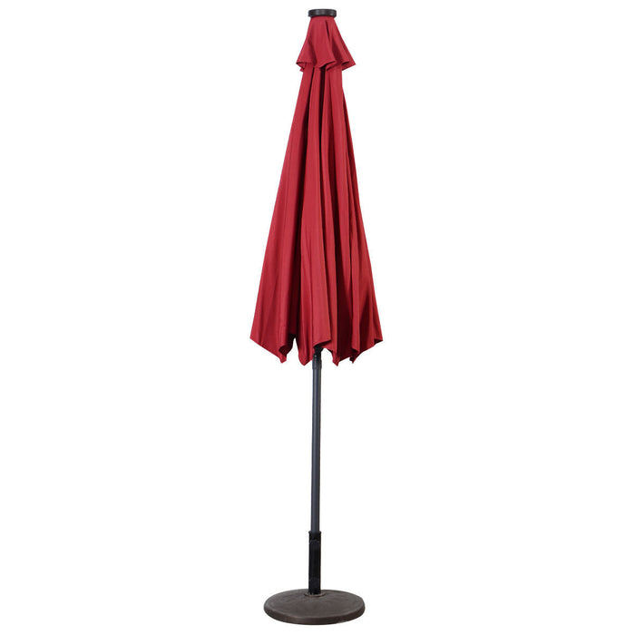 Costway 10ft Patio Solar Umbrella LED Patio Market Steel Tilt w/ Crank Outdoor Burgundy