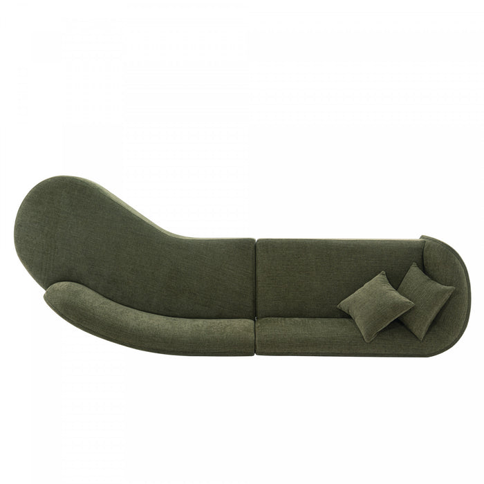 Daria Modern 132\" Chenille Sectional in Olive Green