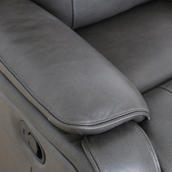 Marlow 37 in. Leather Match Swivel Glider Manual Recliner - Charcoal