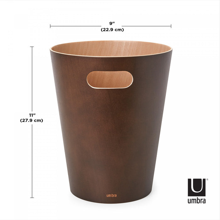 Umbra Woodrow Garbage Bin Trash Can - Espresso