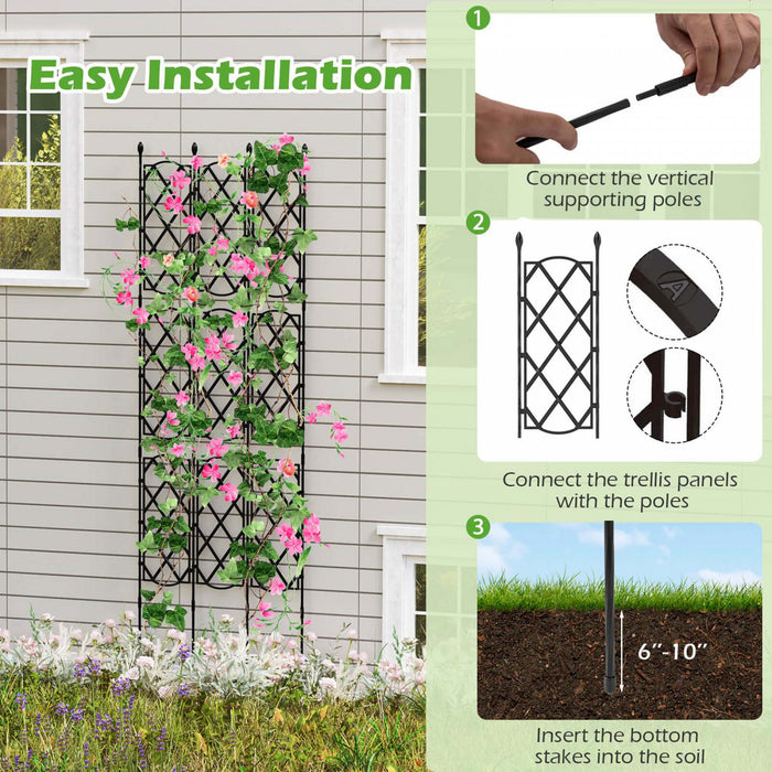 Costway 1 Pcs 58\" X 73\" Garden Trellis For Climbing Plants Rustproof Metal Plant Support Frame