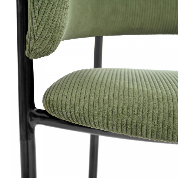 Ethan Set of 2 Modern Corduroy Upholstery Side Chair with Angled Legs and Adjustable Feet,Green Dining Chair