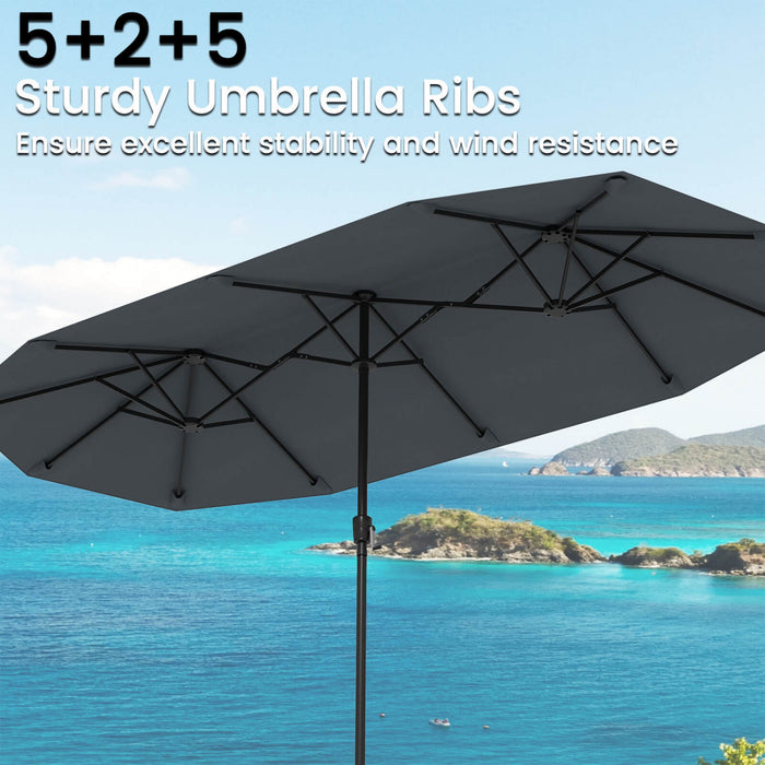 Costway 13 FT Large Patio Umbrella Outdoor Double-Sided Table Market Umbrella for Garden Gray