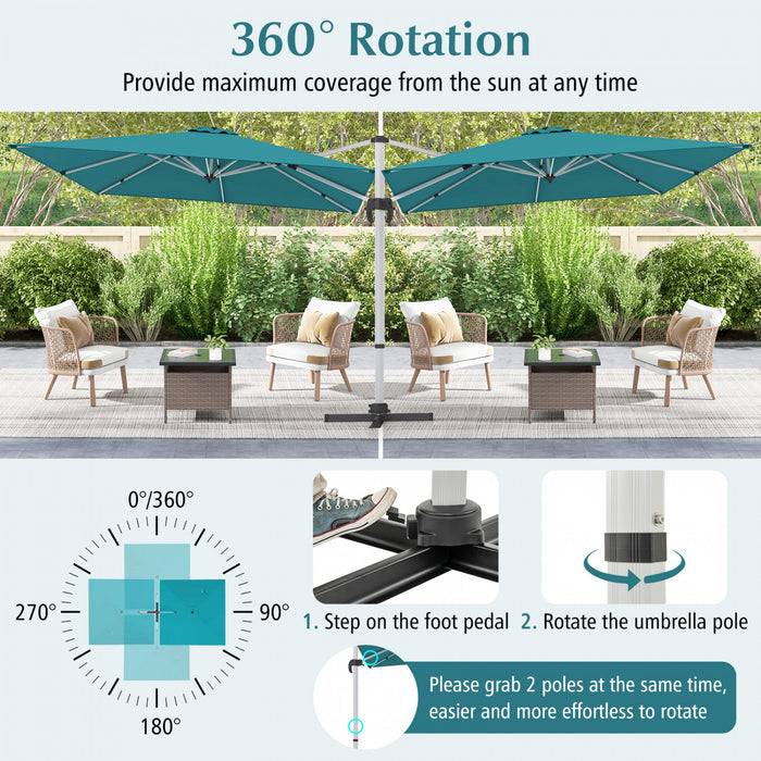 Costway 10 FT Patio Cantilever Umbrella Outdoor Aluminum Hanging Offset Umbrella w/ 360° Rotation Blue
