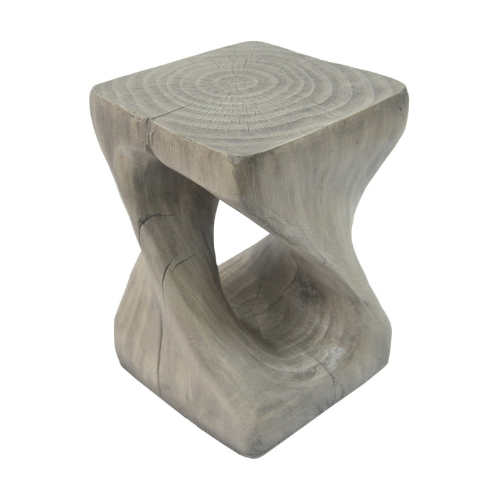 Miro 16\" Modern Twisted Hourglass MGO Accent Table, Faux Wood Grain Indoor Side Table, Grey
