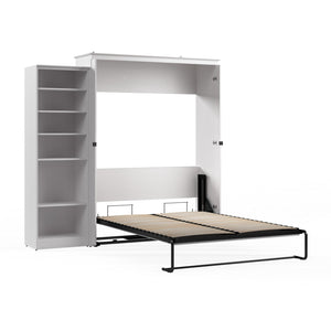 Bestar Key West Queen Murphy Bed with Closet Organizer (94 W) - Pure White Oak