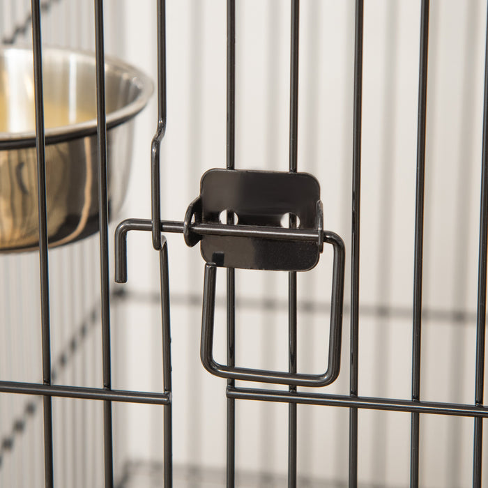 Pawhut Bird Cage 57 Inch Flight Cage For Cockatiel, Conure With Rolling Stand, Pull Out Tray, Storage Shelf, Open Top, 0.75\" Bar Spacing
