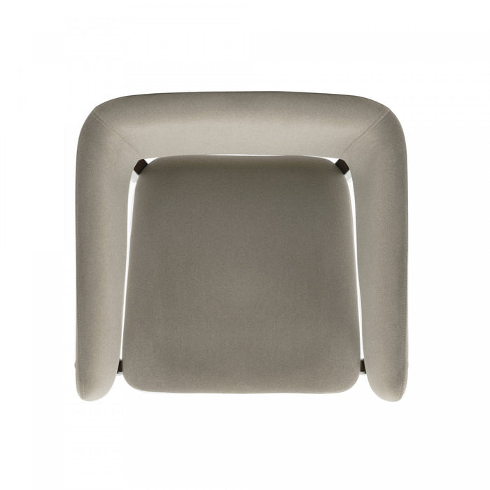 Blake Modern Wood Faux Mohair Armchair in Linen