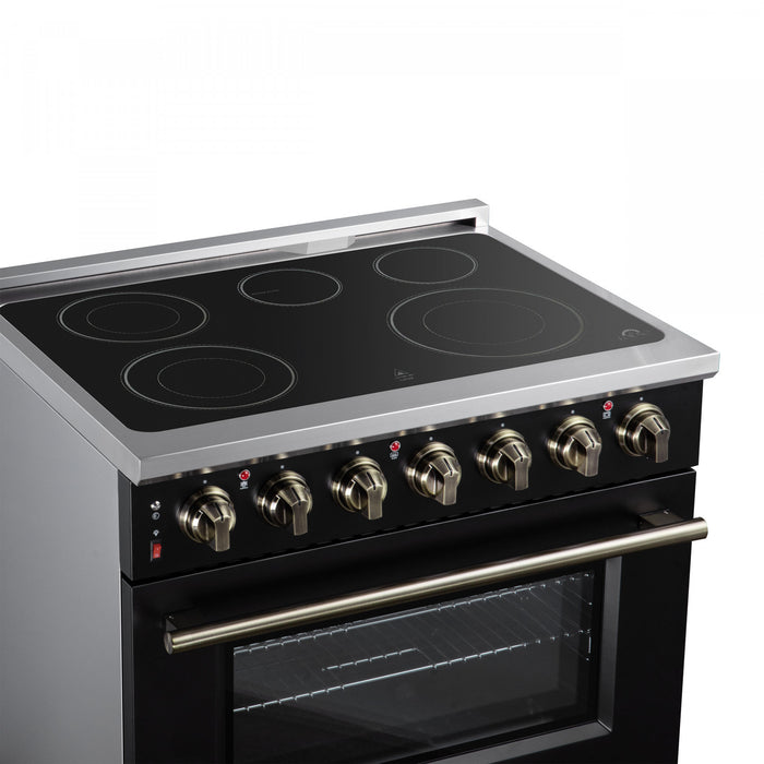 Forno Massimo 36 Inch Freestanding Electric Range, 5 radiant burners, 5.36 cu.ft., Black- FFSEL6020-36BLK