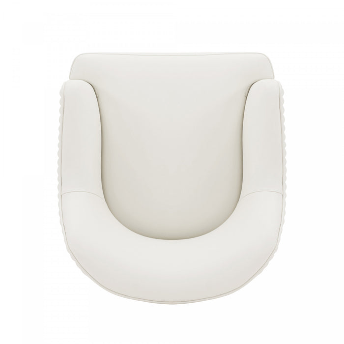 Raya Modern Wood Vegan Leather Dining Chair in Ivory - Set of 2