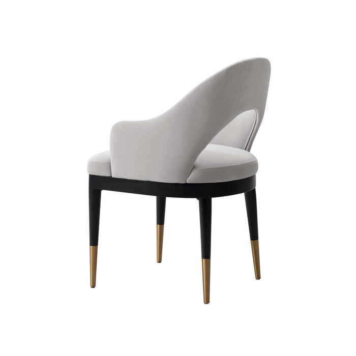 Carrington Modern Glam Upholstered Velvet Armchair in Light Gray - Set of 2