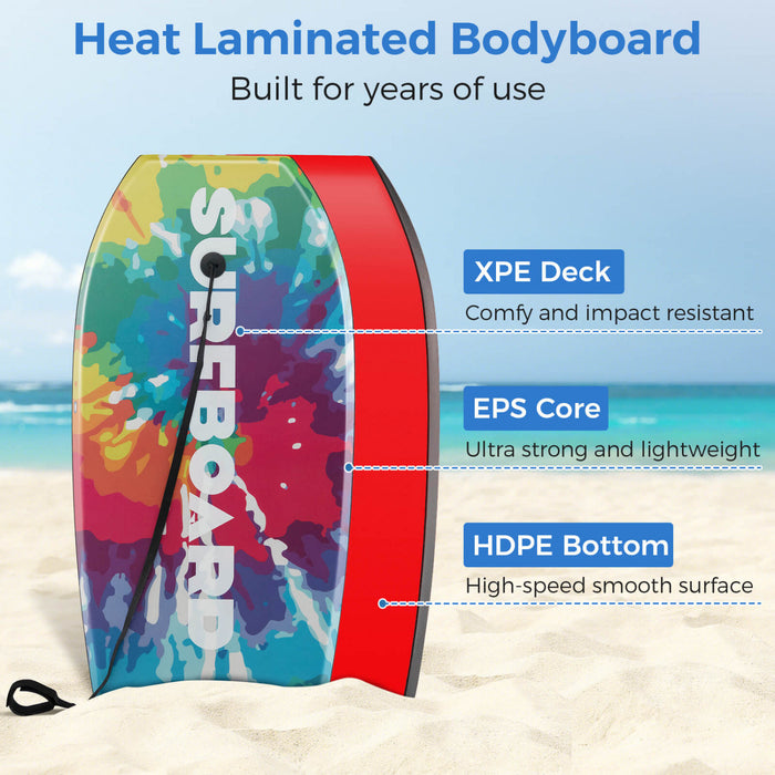 Costway 41\" Lightweight Body Board With Eps Core Xpe Deck Hdpe Bottom Crescent Tail Colorful