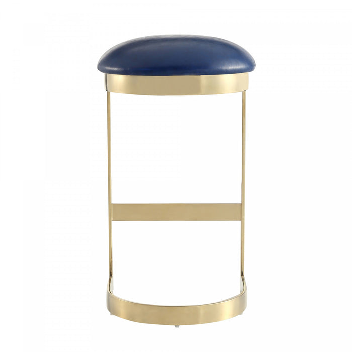 Aura Modern Metal Upholstered Barstool in Blue - Set of 2 Bar Stool