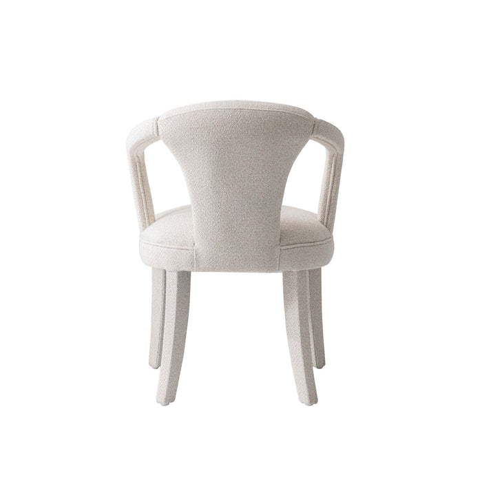 Palmer Mid-Century Modern Upholstered Tweed Armchair in Ivory - Set of 2 Dining Chair