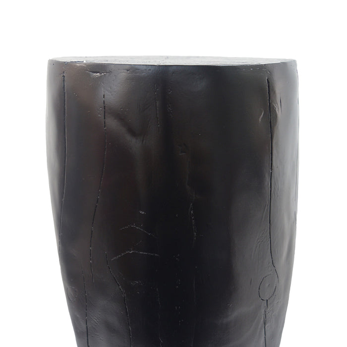 Brio 26.57\" Rustic Tree-Stump MGO Accent Table, Unique Wood Grain Indoor Side Table, Black