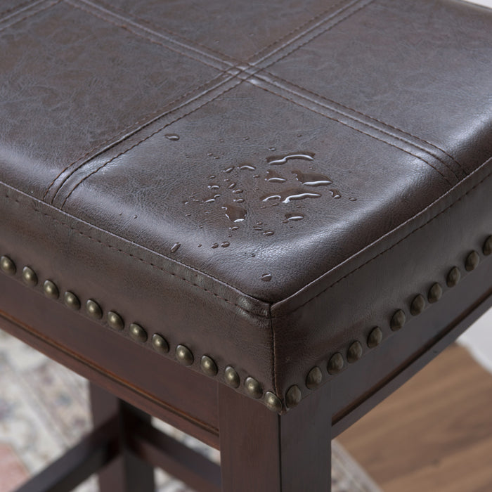 Claridge Faux Leather Backless Barstool - Browm