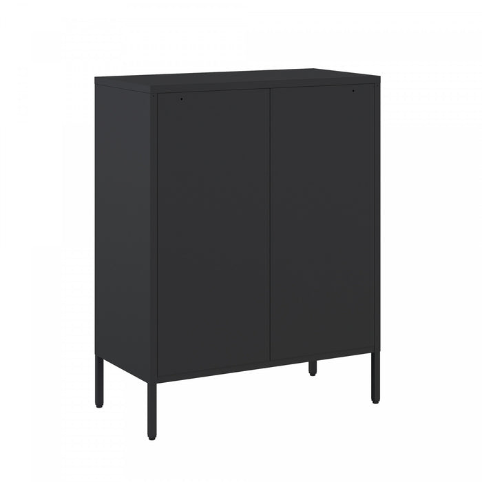 Naomi Modern 32\" Metal Accent Cabinet in Black