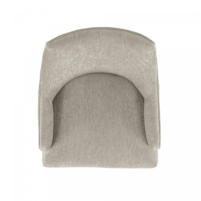 Beever Modern Chenille Wood Armchair in Taupe - Set of 2 Dining Chair