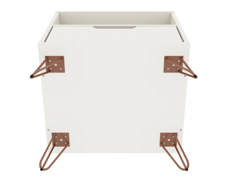 Rockefeller Mid-Century Modern 20\" Nightstand in White (1-Drawer) - Set of 2
