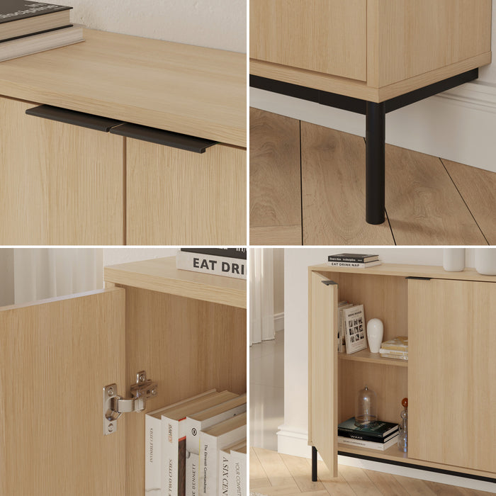 Nordika Slim 2-Door Storage Console Accent Cabinet - Natural Blonde Oak