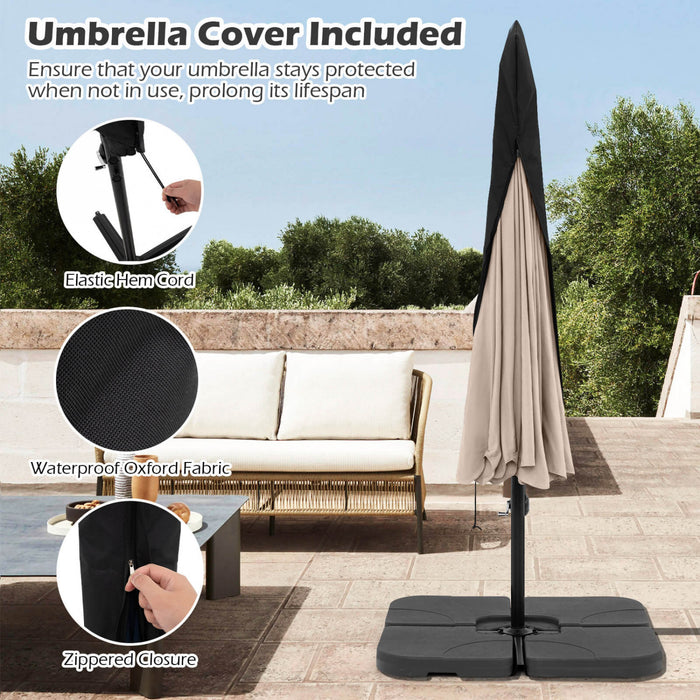 Costway 10 FT Offset Hanging Umbrella Patio Cantilever Umbrella with Cover Beige