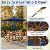 Costway 9 FT Patio Umbrella with Adjustable Height. Rope Pulley Lift. Vented Top for Beach Navy Blue