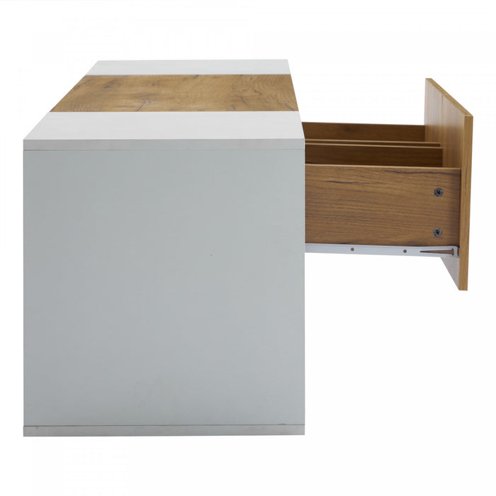 Lucas Modern TV Stand for 70 Inch TVs with Storage Drawers and LED Lighting,White