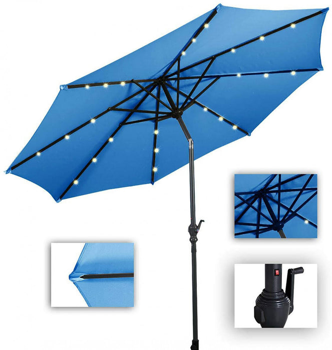 Costway 10ft Solar Lights Patio Umbrella Outdoor W/ 50 LBS Movable Umbrella Stand