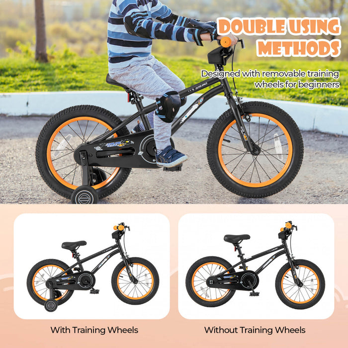 Costway 16-inch Kid's Bike For 4-7 Years Old With Adjustable Saddle & Anti-slip Handlebar Black