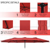 Costway 15 Ft Patio Double Sided Umbrella Outdoor Market Umbrella Burgundy