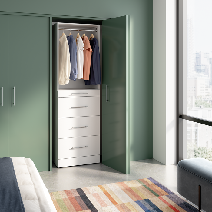 Bestar Florence 25\" Modular Reach-In/Walk-In Closet System with Storage - White