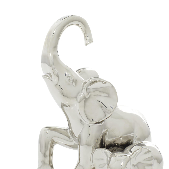 Ceramic 11\" Elephant with Baby