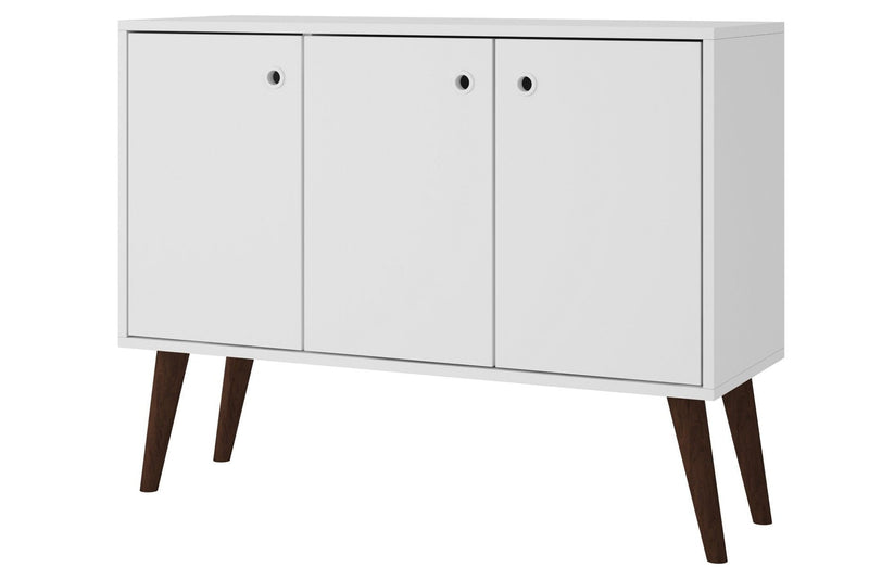 Manhattan Comfort Bromma 35.43\" Buffet Stand with 3 Shelves & 3 Doors - White