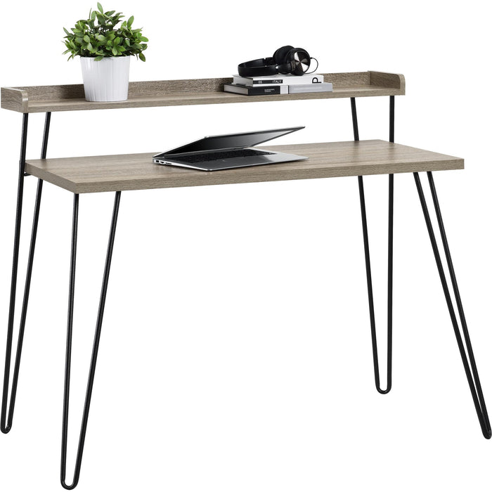 Ameriwood Home Haven Retro Computer Desk with Riser - Distressed Grey Oak
