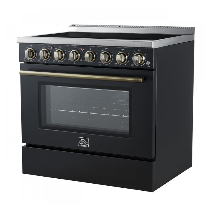 Forno Paolo 36 Inch Black Freestanding Electric Range, Black, 5.44 cu.ft., True Convection - FFSEL6011-36BLK