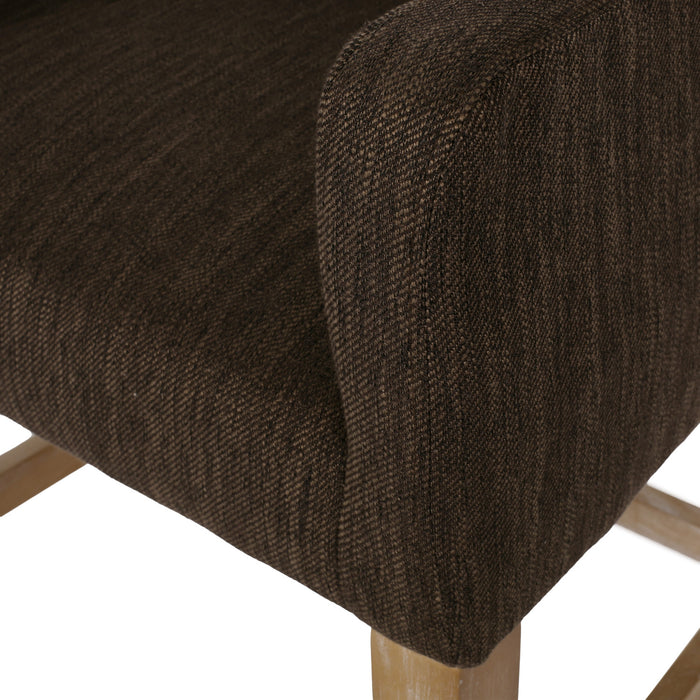 Gabrielle 26\" Seat Height Counter Stools Set Of 2 With Upholstered Fabric And Solid Wood Legs, Brown