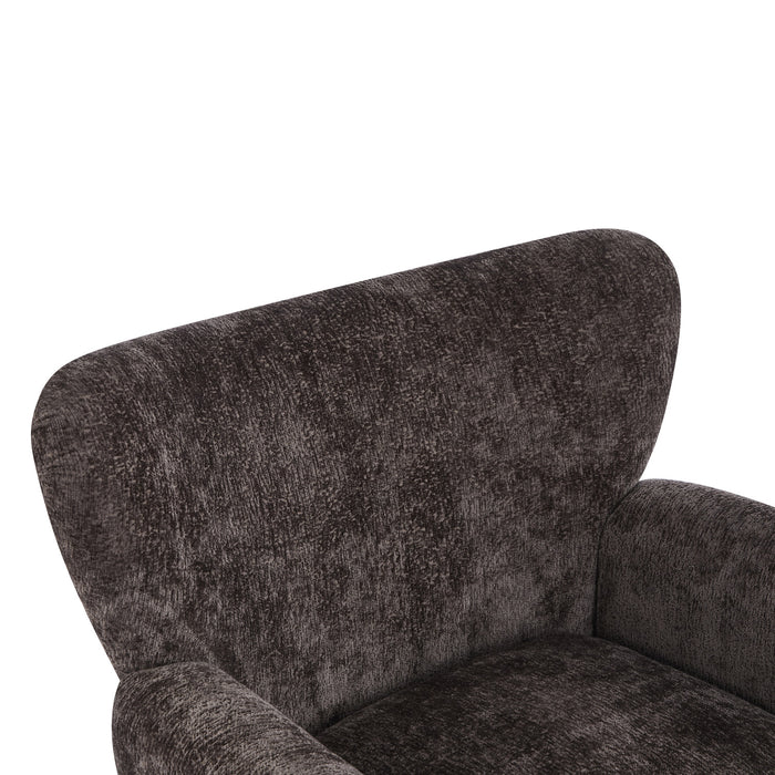 Wingate Cozy Wingback Armchair with Premium Fabric and Solid Wood Legs, Dark Brown, Teak