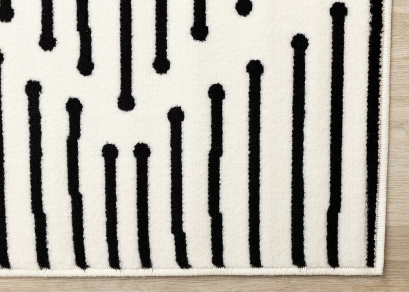 Forte Black White Stripes Area Rug - 2'7\" x 4'11\"