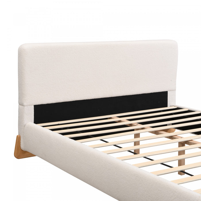 Olivia Elegant Comfortable Upholstered Bed,Queen Size,White Queen Bed