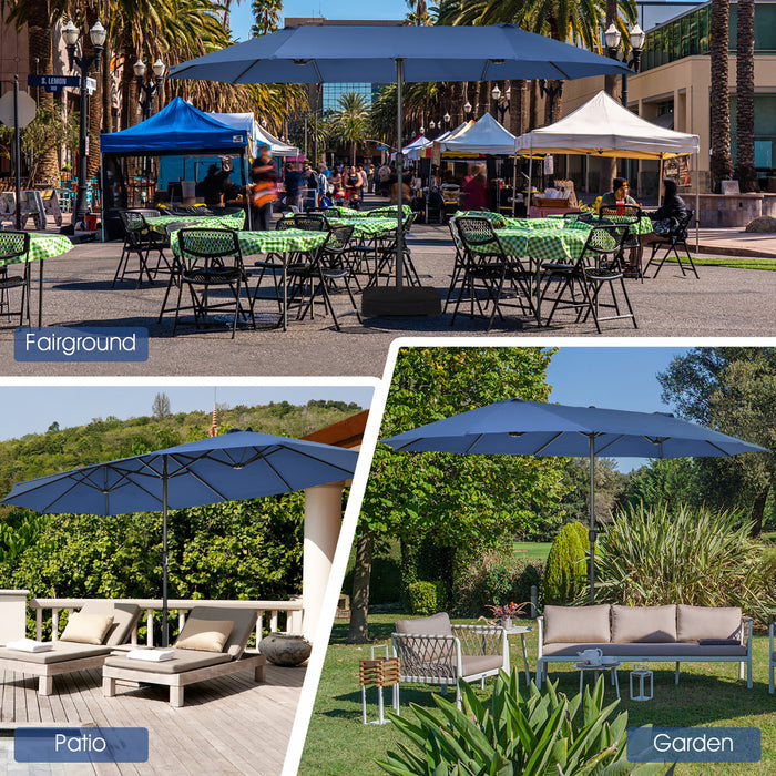 Costway 15FT Patio Double-Sided Umbrella Crank Outdoor Garden Market Sun Shade Navy