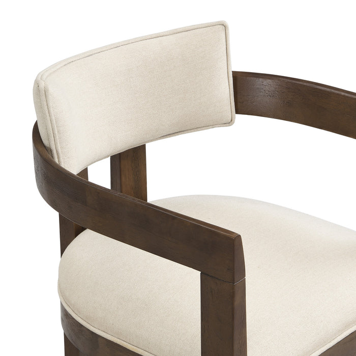 Evelyn Rubberwood Dining Chair with Armrests and Upholstery Seating Set of 2,Walnut