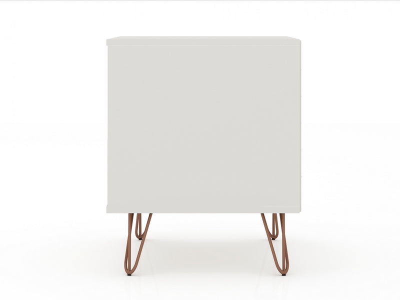 Rockefeller Mid-Century Modern 20\" Nightstand in Off White (2-Drawer) - Set of 2