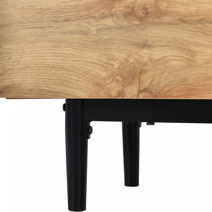 Lumina 69 Inch TV Cabinet with Adjustable LED Lighting and Storage, Wood/Black