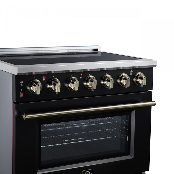 Forno Massimo 36 Inch Freestanding Electric Range, 5 radiant burners, 5.36 cu.ft., Black- FFSEL6020-36BLK